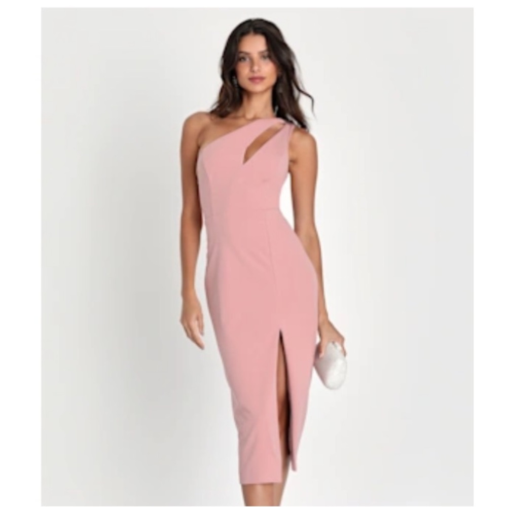Lulu's Cocktail Club Blush Pink One-Shoulder Midi Dress